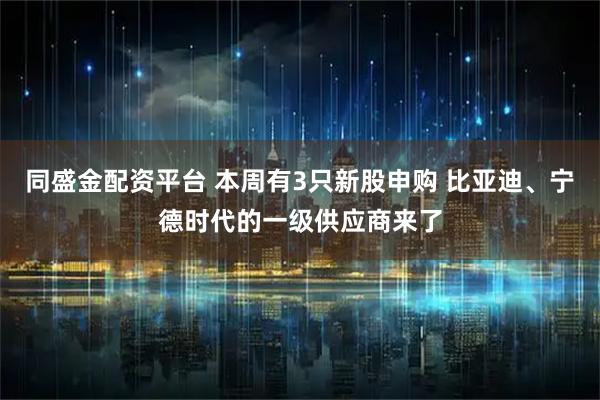 同盛金配资平台 本周有3只新股申购 比亚迪、宁德时代的一级供应商来了