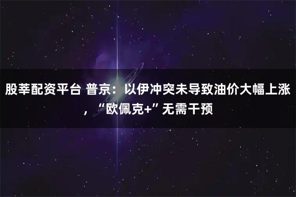 股莘配资平台 普京：以伊冲突未导致油价大幅上涨，“欧佩克+”无需干预
